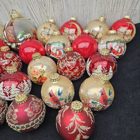 Vintage‎ 34 Pc Glass Christmas Ornaments Embellished Santa Cardinal Krebs O'well - Picture 4 of 15